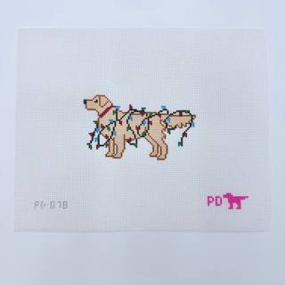 Christmas Lights Golden Retriever Canvas by Poppy's Designs (thumbnail)