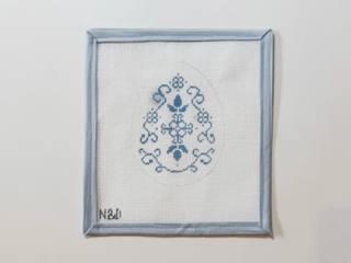 Blue Damask Swirl Egg Canvas by Nash and Daughter (thumbnail)