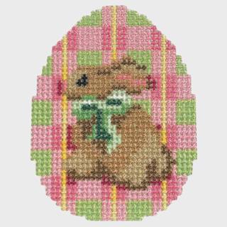 NTG TS445 - Tan Bunny/Pink Plaid Mini Egg by Two Sisters Needlepoint (thumbnail)