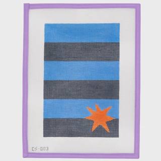 Blue & Grey Stripes with Orange Star by Little Bird Designs (thumbnail)
