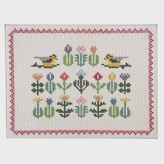 Sampler Pillow Birds & Flowers by Doolittle Stitchery (thumbnail)