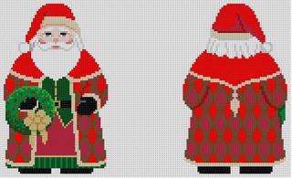 Santa with Wreath, 2 Sided - 13 mesh by Liz Goodrick-Dillon (Tapestry Tent, via Susan Roberts) (thumbnail)