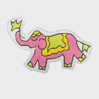 Mini Elephant - Solid Pink w/ Yellow & Lime by Kate Dickerson Needlepoint Collections (thumbnail)