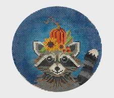M-KFC09-18 Richie, a Halloween Raccoon by Kelly Clark Needlepoint (Colonial Needle) (thumbnail)