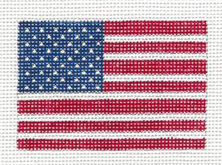 Patriotic Canvas ~ AMERICAN FLAG to fit Planet Earth ID TAG 2" by 3" handpainted Needlepoint Canvas Needle Crossings by Needle Crossings (thumbnail)