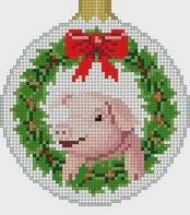 Christmas Pig by Susan Roberts Needlepoint (thumbnail)