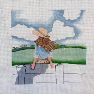 Cowgirl Sits on a Fence by Patti Mann (thumbnail)