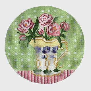 Peonies Pitcher Round by The Plum Stitchery (thumbnail)