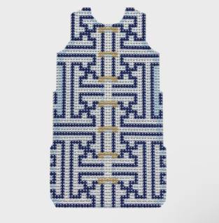 Associated Talents Blue and White Fretwork Mini Shift by Associated Talents (thumbnail)