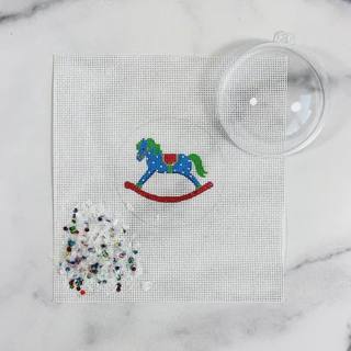 Rocking Horse Ornament with Clear Dome & Confetti by Kate Dickerson Needlepoint Collections (thumbnail)