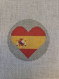 Heart Flag Bag Tag - Spain by M F Needlepoint (thumbnail)
