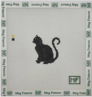 Mini Sitting Black Cat Canvas by Meg Francez (thumbnail)