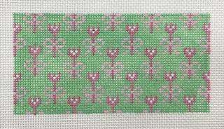 pink & green bow insert by Anne Fisher Needlepoint (thumbnail)