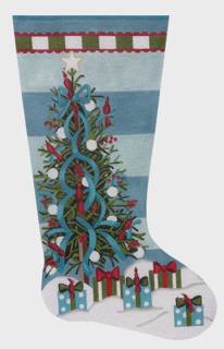 Teal Christmas Tree with Cardinals by Alice Peterson (thumbnail)