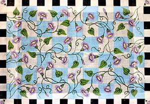 Morning Glories with black and white check bo by Meredith Collection (thumbnail)