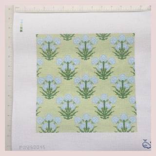 Blue Marigold Motif Block Print Canvas by Princess of Whales (thumbnail)