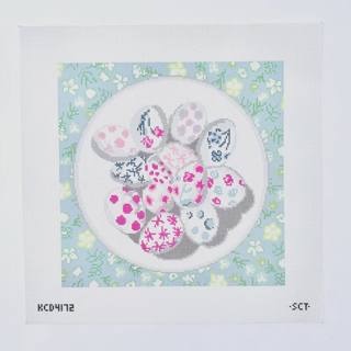 Life Is Like a Bowl of Eggies Square Printed Canvas by KCN Designers (thumbnail)