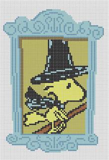 PEANUTS Halloween - Framed Woodstock as Witch Canvas by Officially Needlepoint (thumbnail)