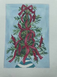 Red Cardinal and Red ribbon Tree by Alice Peterson (thumbnail)