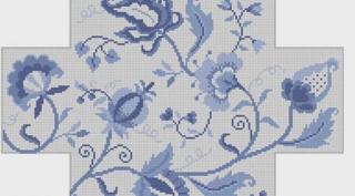 Crewel Floral Blues Brick Cover by Susan Roberts Needlepoint (thumbnail)