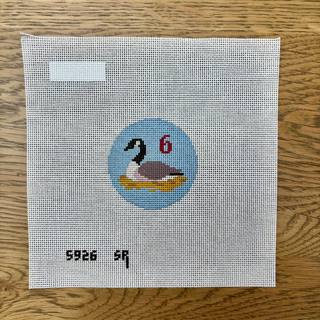 Twelve Days, 2.5" Rounds Day Six - Geese Canvas by Liz Goodrick-Dillon (Tapestry Tent, via Susan Roberts) (thumbnail)