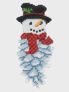 Pinecone, Snowman by Susan Roberts Needlepoint (thumbnail)