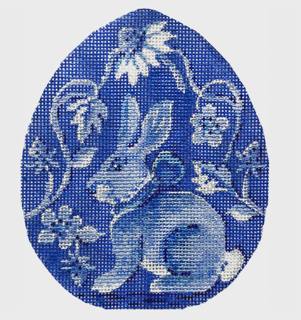 Strawberry Patch Bunny Egg by Kelly Clark Needlepoint (Colonial Needle) (thumbnail)