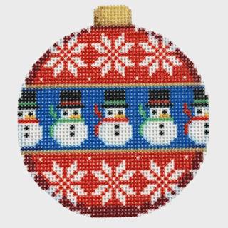 NTG TS333 - Flake/Snowman Ball Ornament by Two Sisters Needlepoint (thumbnail)
