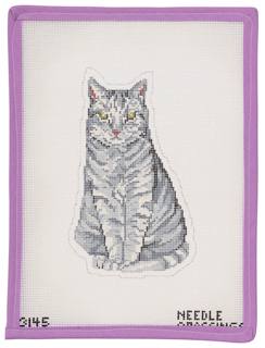Gray Tabby Cat - Sitting by Needle Crossings (thumbnail)