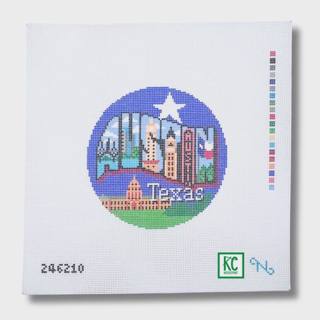 Austin Travel Round Canvas by Needlepaint (thumbnail)