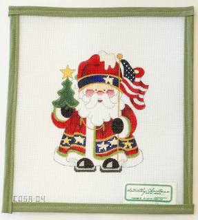 Squatty Santa Blue With Tree and American Flag by Strictly Christmas (thumbnail)