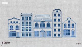The Plum Stitchery Delft Row Houses Needlepoint Canvas by The Plum Stitchery (thumbnail)