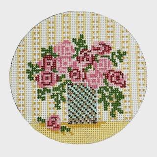 Roses Vase Round by The Plum Stitchery (thumbnail)