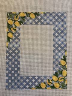 Lemons On Blue Gingham Frame by melissa loves needlepoint (thumbnail)