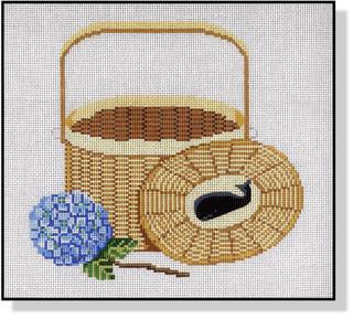 Nantucket Basket With Cover Hydrangeas by Melinda B. McAra (thumbnail)