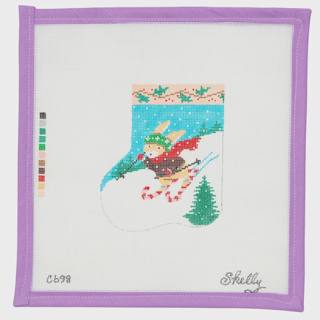 Skiing Bunny Mini Stocking by CBK Needlepoint (thumbnail)