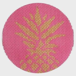 Pineapple Stencil / Pink 3" Round by Two Sisters Needlepoint (thumbnail)