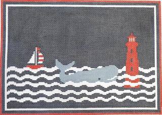 Whale with Lighthouse by CBK Needlepoint (thumbnail)