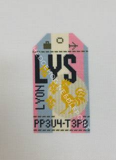 Retro Travel Tag · Lyon by Hedgehog Needlepoint (thumbnail)