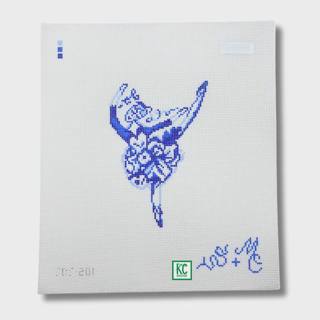 Blue and White Dance of the Flowers Ballerina Canvas by Spellbound Stitchery (thumbnail)