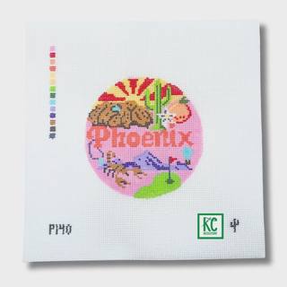 Phoenix Round Canvas by Cactus Needlepoint (thumbnail)