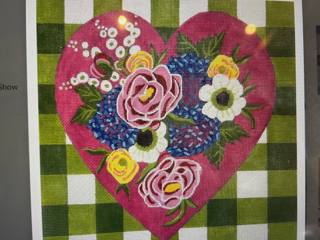 Green Gingham Floral Heart by Alice Peterson (thumbnail)