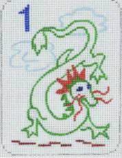 MIni Mahjong Tile - Dragon by Kate Dickerson Needlepoint Collections (thumbnail)
