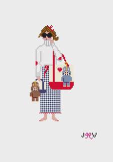 JV163 - Labubu Summer Girl Needlepoint Canvas by Jennifer Vallez Needlepoint (thumbnail)