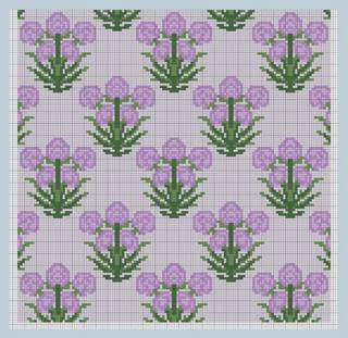Lilac Marigold Motif Block Print Canvas by Princess of Whales (thumbnail)