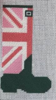 Union Jack Wellies - Salmon, Pink and Garden Green by Tout Le Monde Needlepoint (thumbnail)