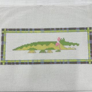 Alligator with plaid frame by Elf Needlepoint Designs (thumbnail)