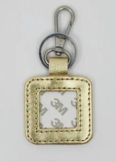 Square Key Fob or bag charm - gold with silver by Blue Waters Needlepoint (thumbnail)