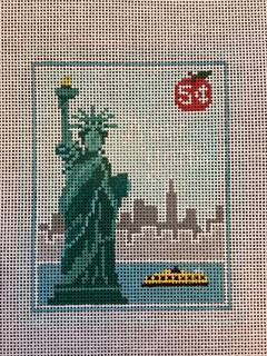 NYC Statue of Liberty Travel Stamp by Stitch Style Needlepoint (thumbnail)