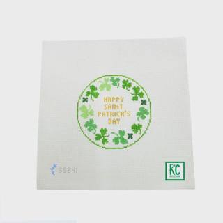St. Patrick's Day Clover Round Canvas by Stitch Style Needlepoint (thumbnail)